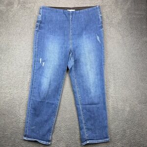 RISEN JEANS Women's‎ Denim Pants Size 2XL Blue Distressed Cropped High Rise